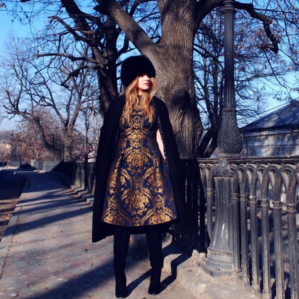 ChiChi London Navy Gold Dress